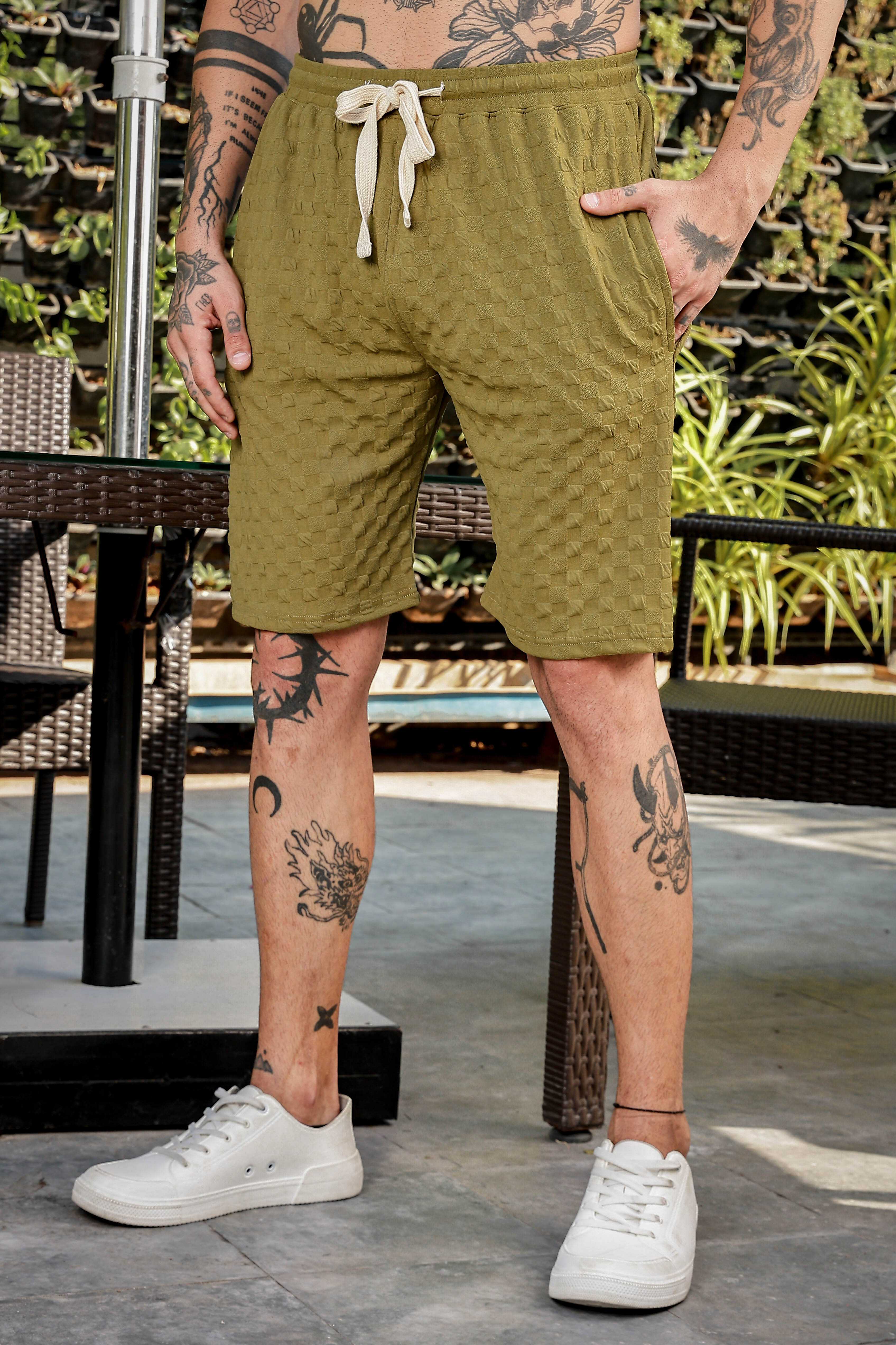 Unisex Olive Casual Shorts