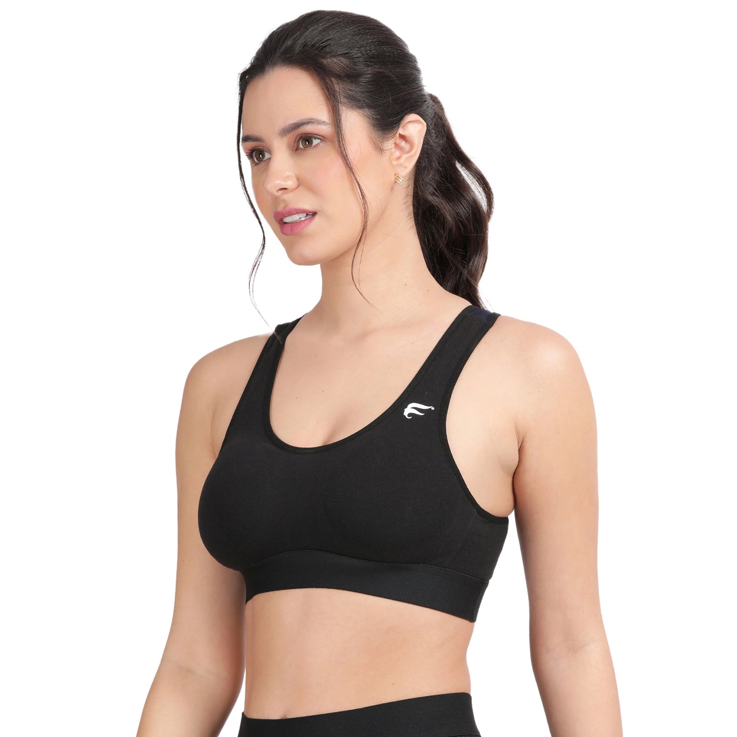 Non-padded Non-wired Full Coverage Removable Racer Back Sports Bra