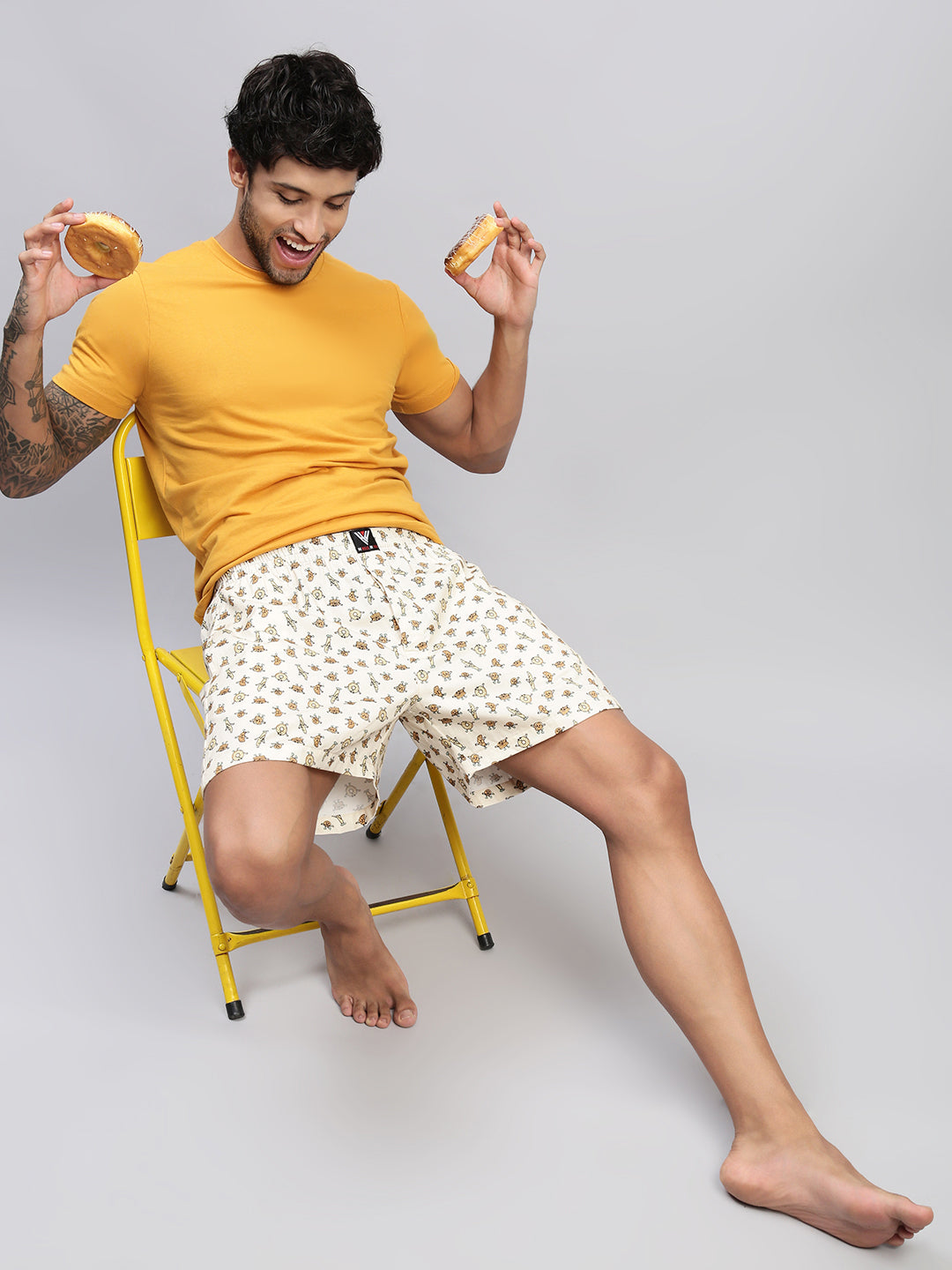 Men Pack of 2 Printed Cotton Boxer Shorts