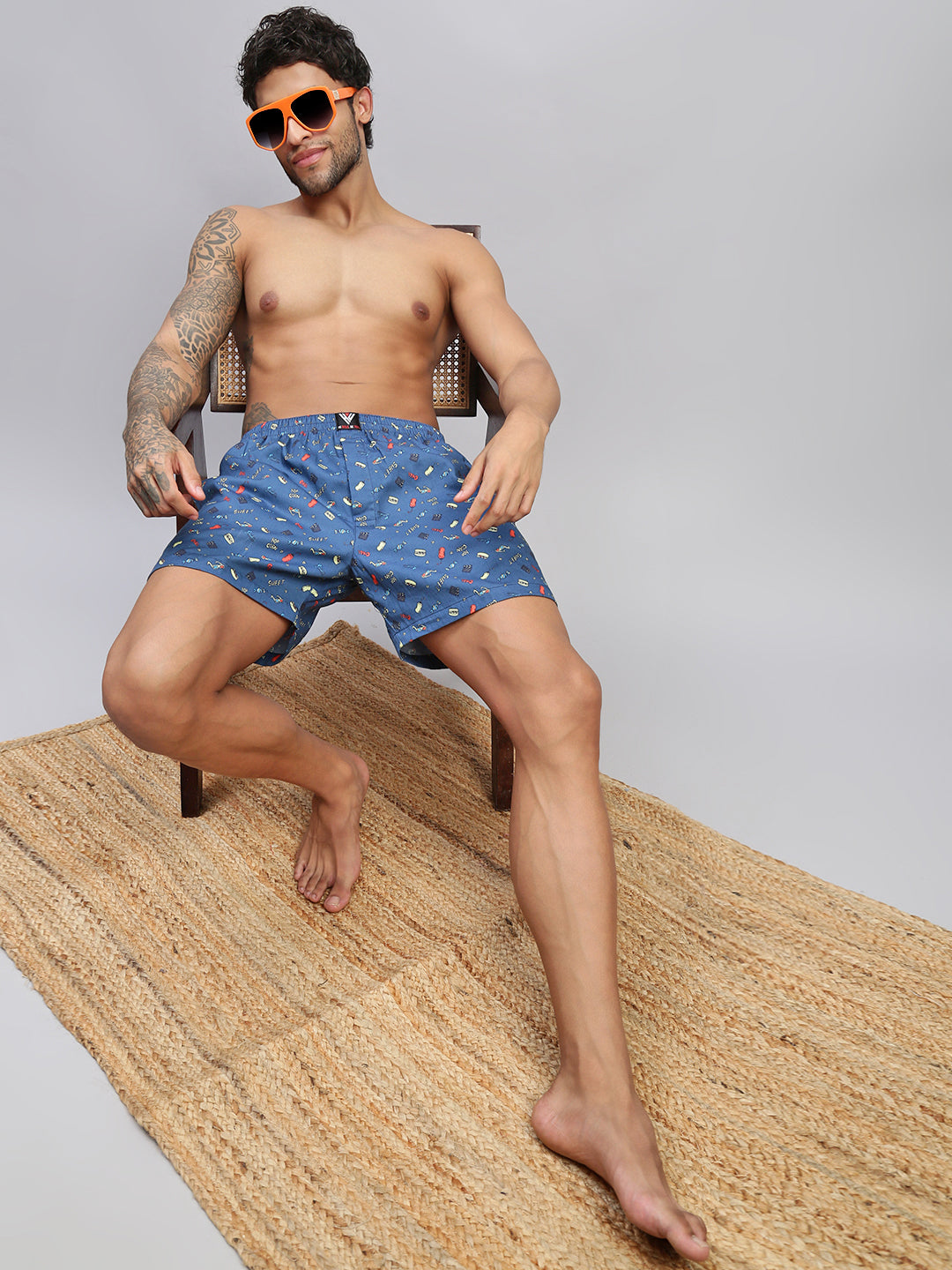 Men Pack of 2 Printed Cotton Boxer Shorts