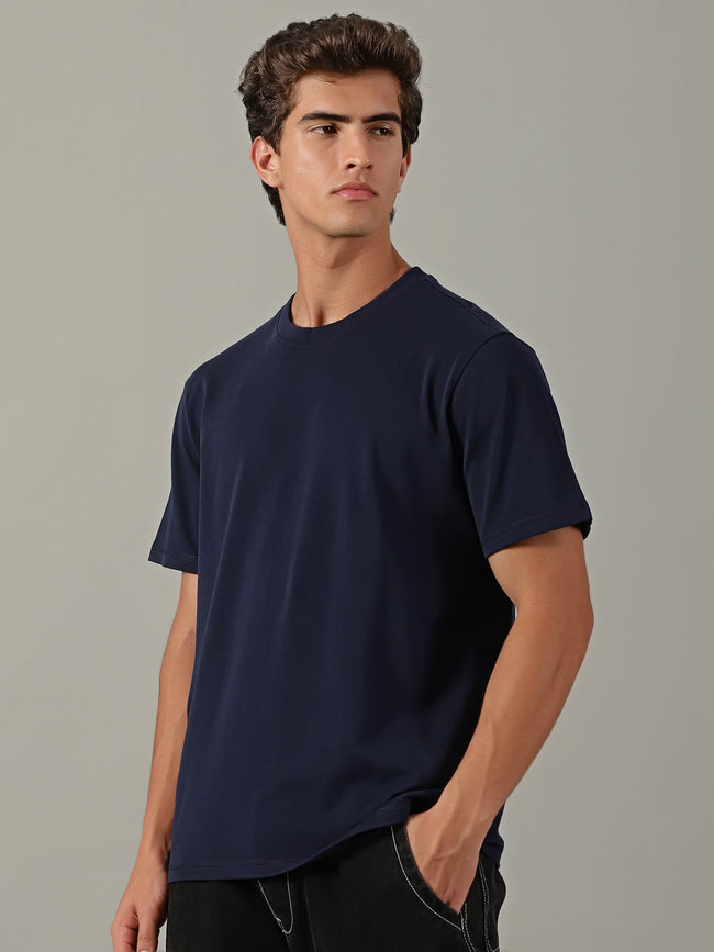 Men Navy Basic T-Shirt