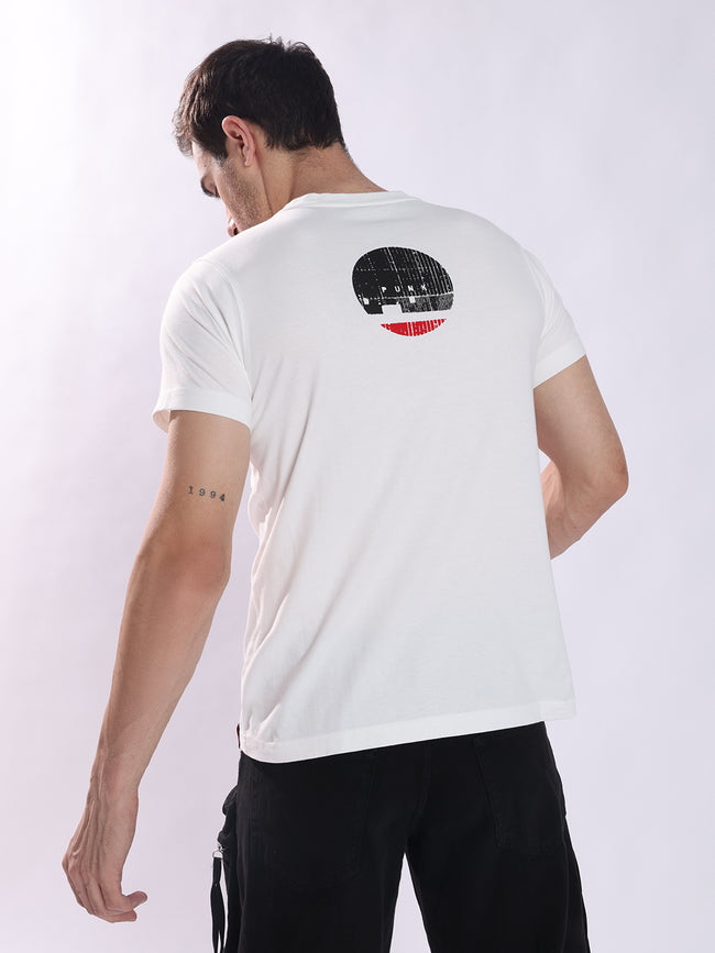 Men White Cotton Regular T-Shirt