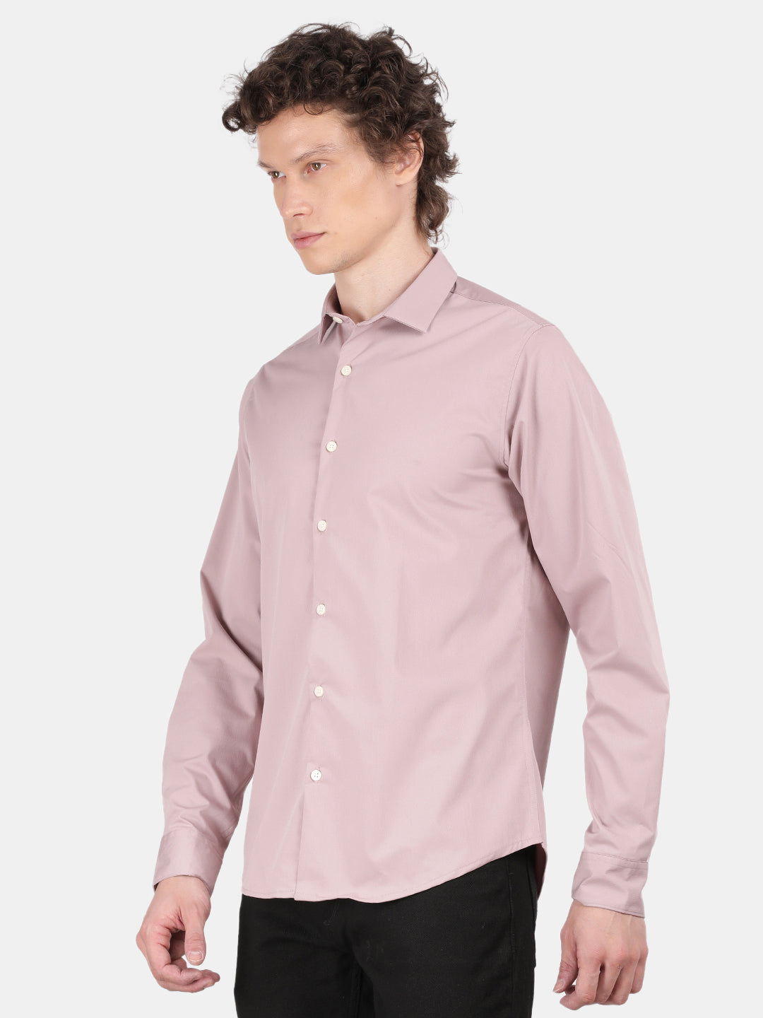 Men Pink Slim Fit Spread Collar Full Sleeve Casual Shirt
