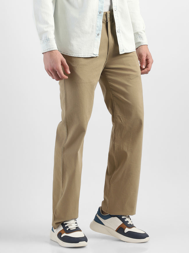 Men Khaki Straight Fit Trousers