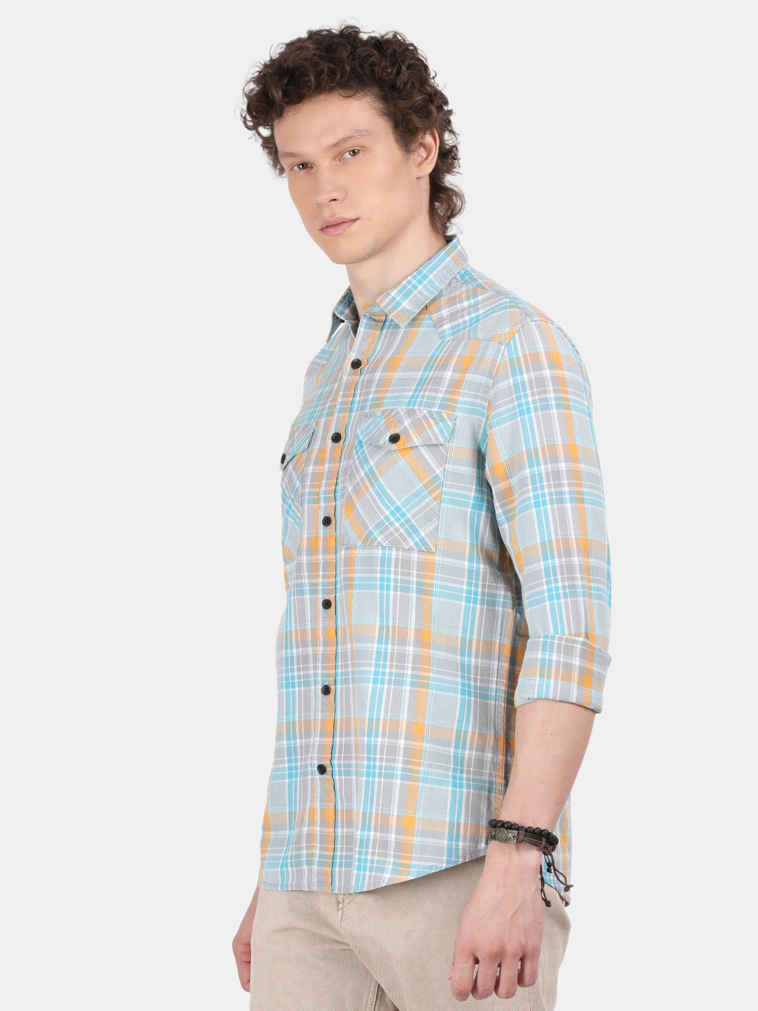 Men Sky blue Slim Fit Spread Collar Full Sleeve Casual Shirt