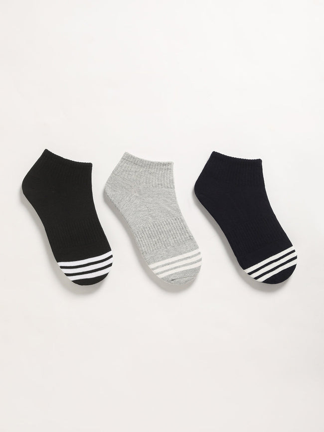 Men Pack of 3 Striped Ankle Length Socks
