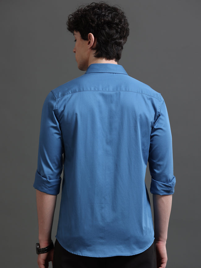 Men Blue Solid Shirt