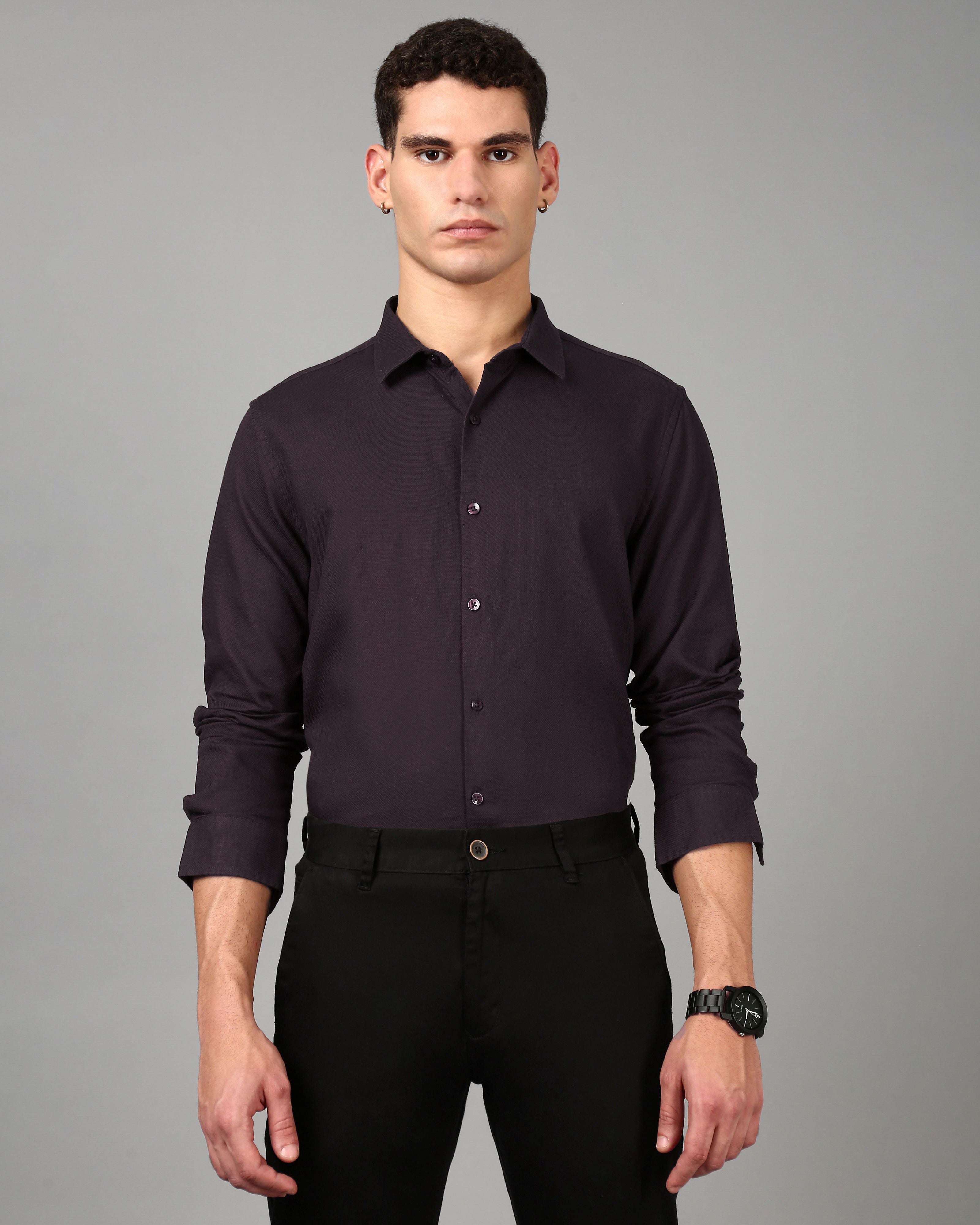 Men Wine Casual Shirt