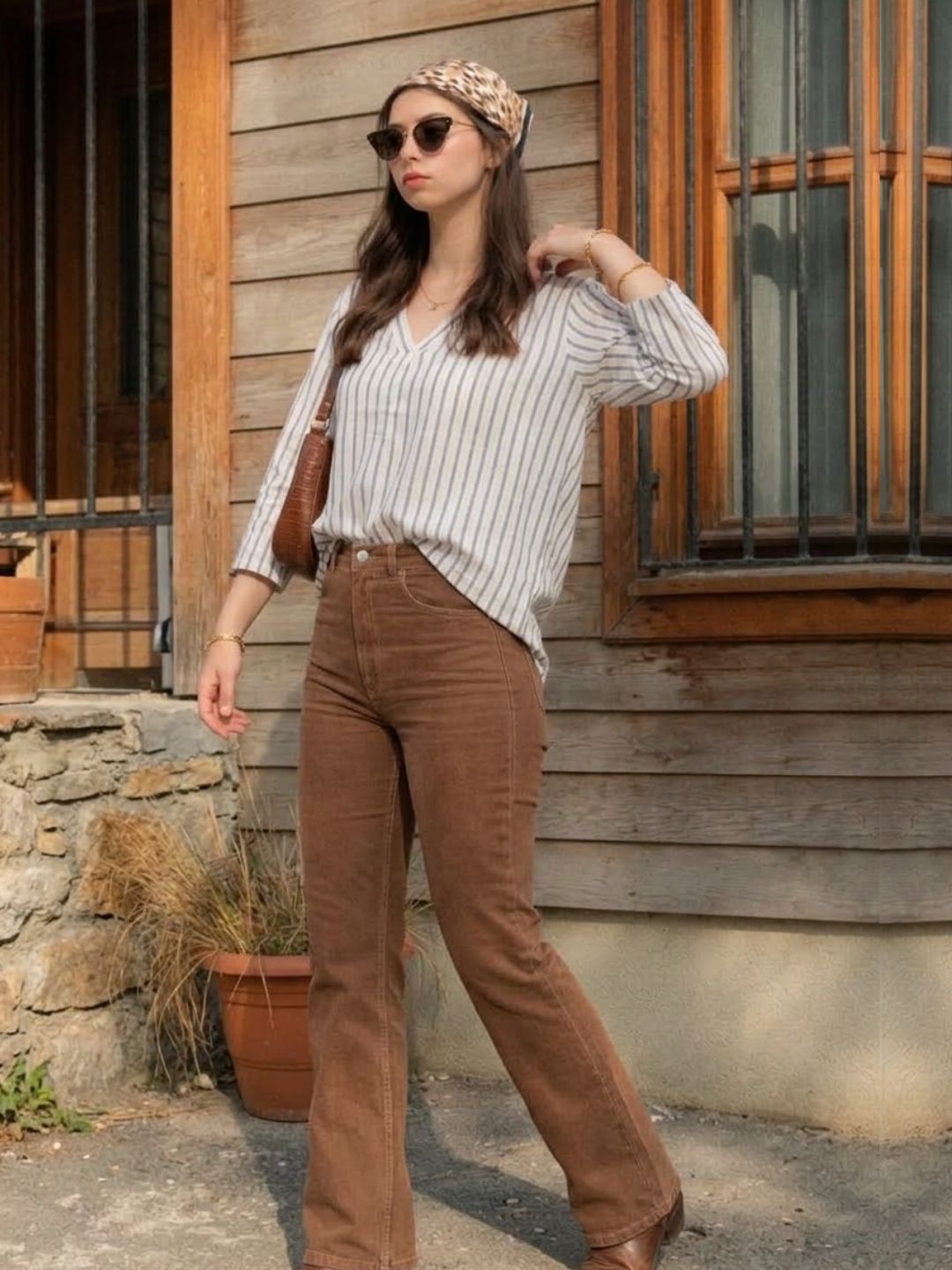Women White Striped Tunic Top