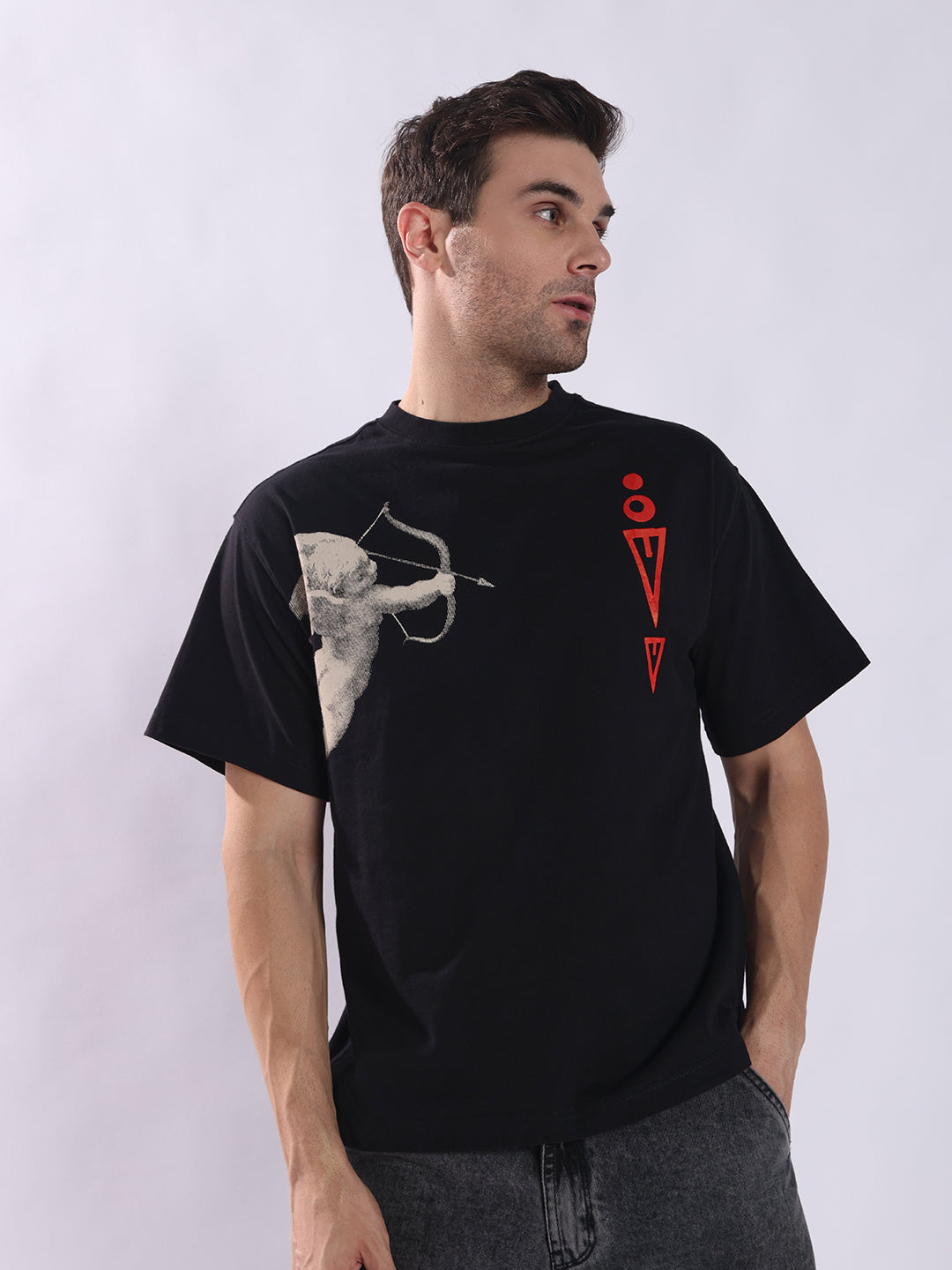 Men Black Cotton Oversized T-Shirt