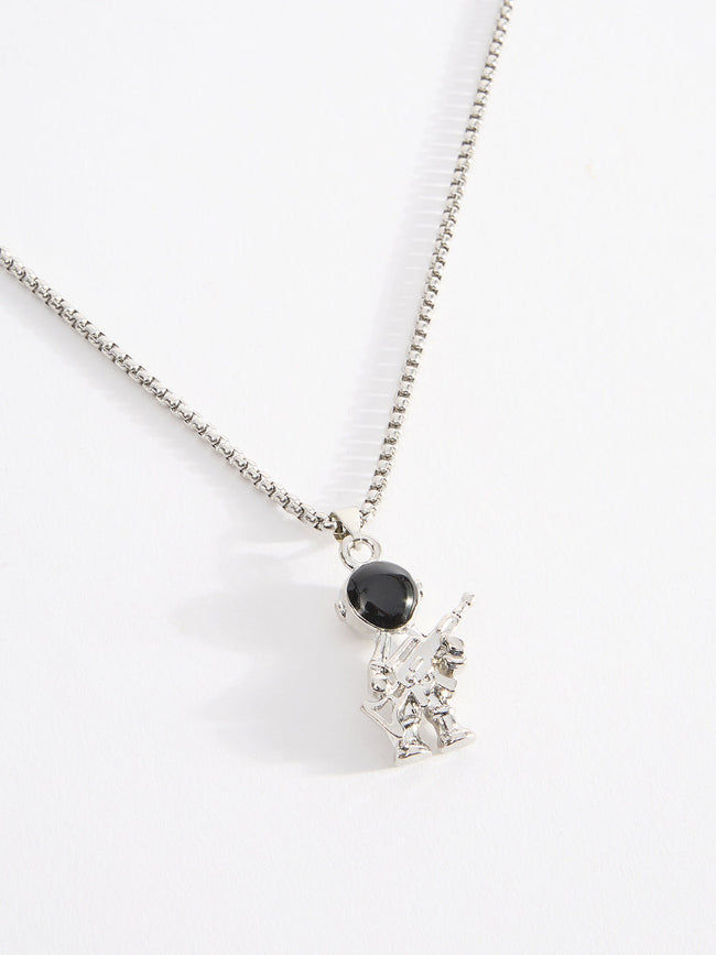 Men Astronaut Pendant Chain With Lobster Closure