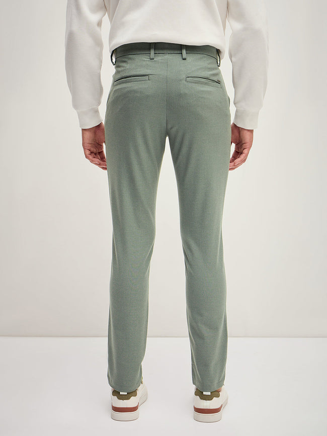 Men Olive 4 Way Stretch Formal Trouser