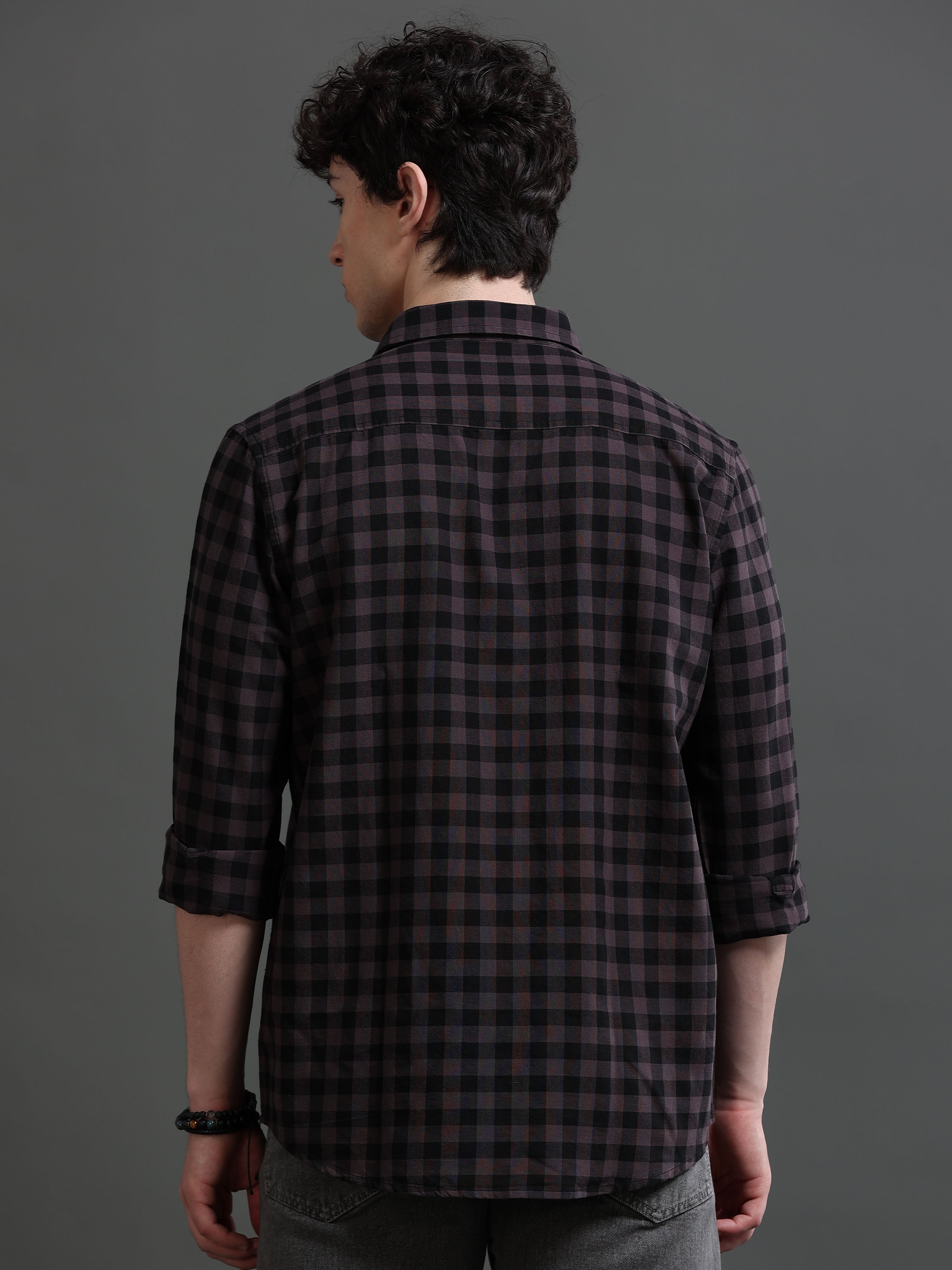 Men Purple Check Shirt