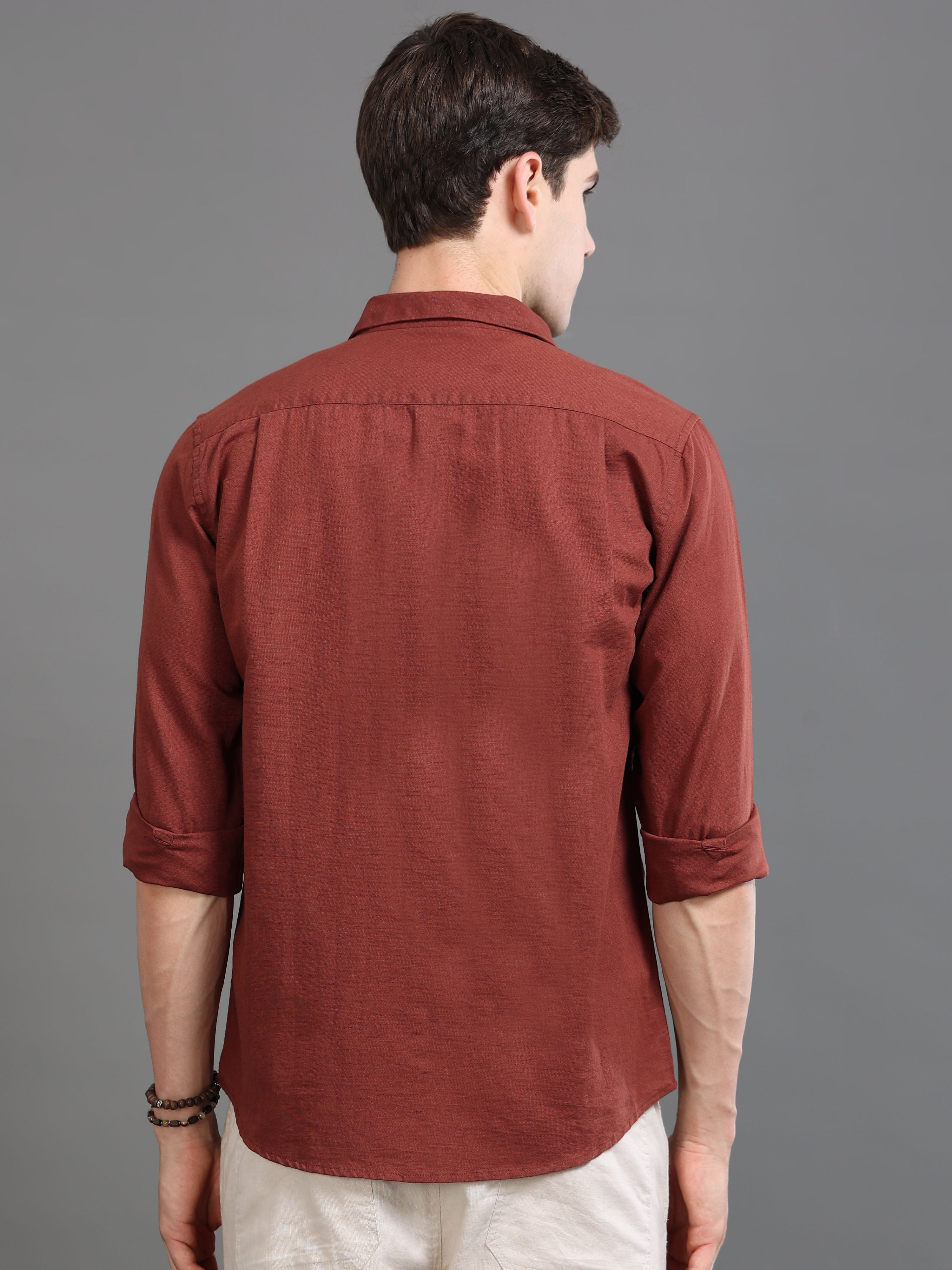 Men Rust Slim Fit Shirt