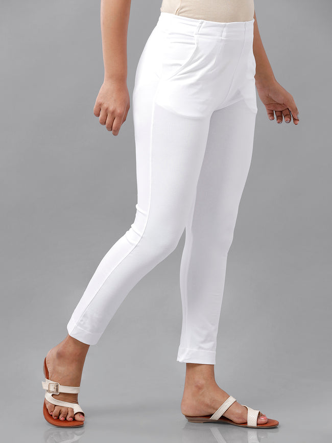 Women White Casual Pants