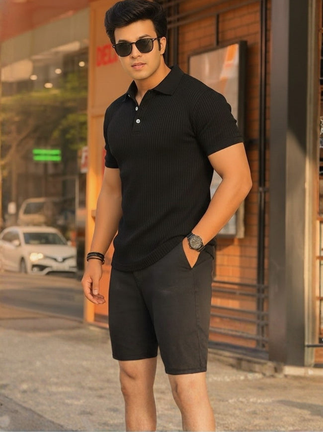 Men Black Polo T-Shirt