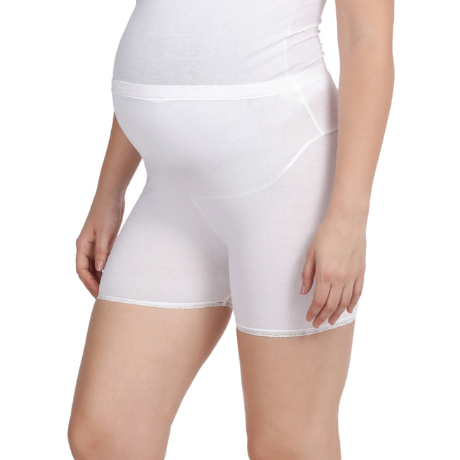 Women White Maternity Lace Shorts