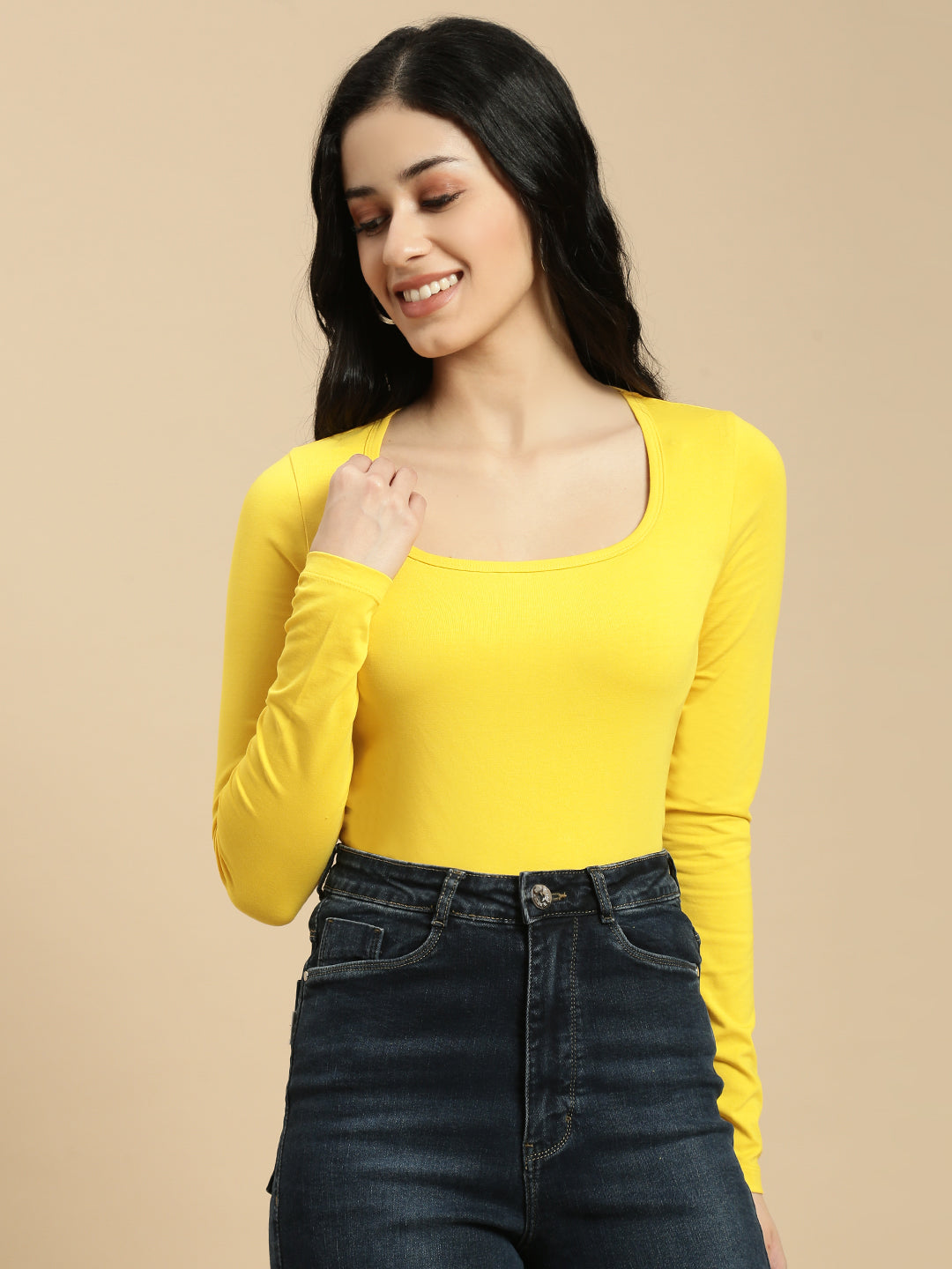 Women Mustard Full Sleeve Top