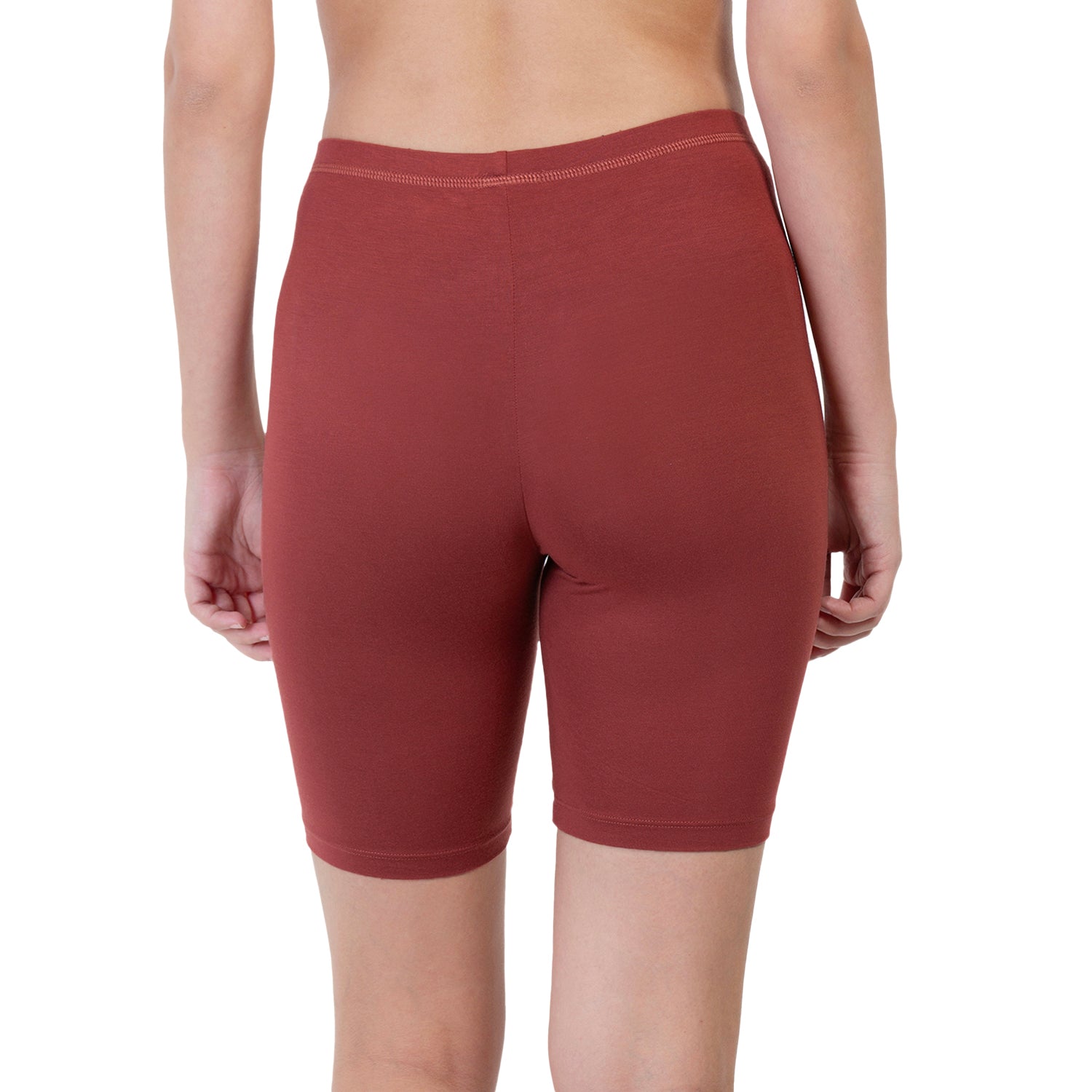 Women Maroon Thigh Length Cycling Shorts