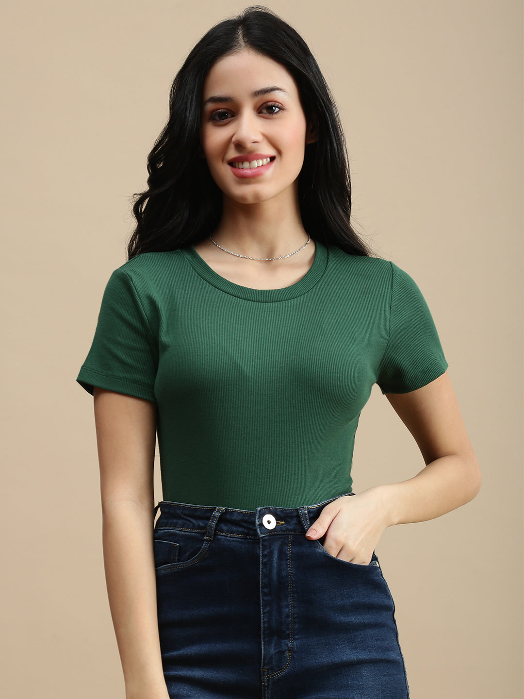 Women Green Casual Top