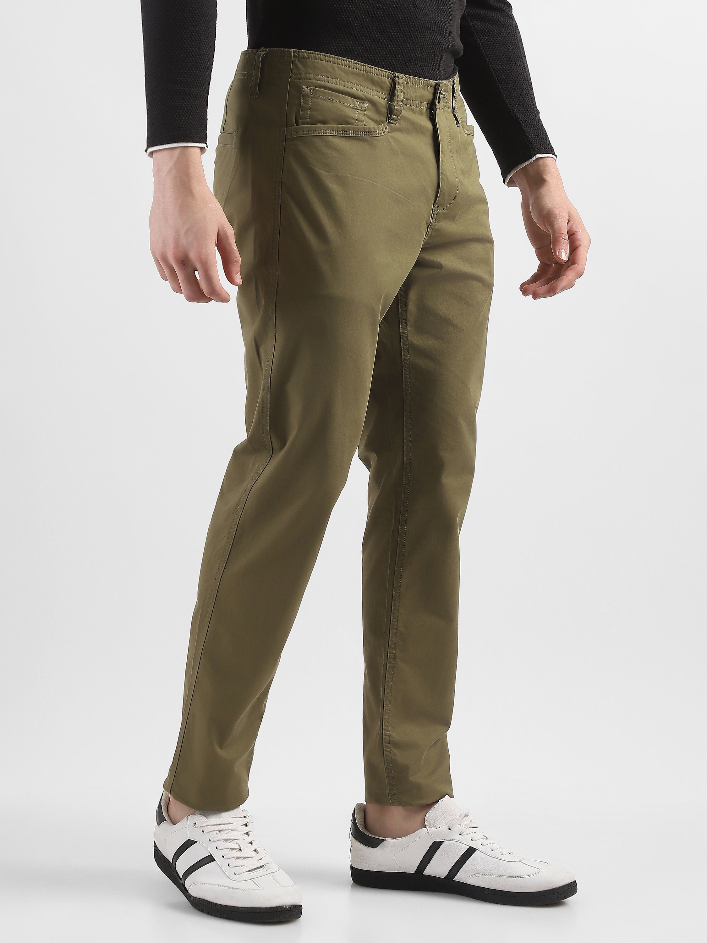 Men Brown Mid Rise Regular Fit Trouser