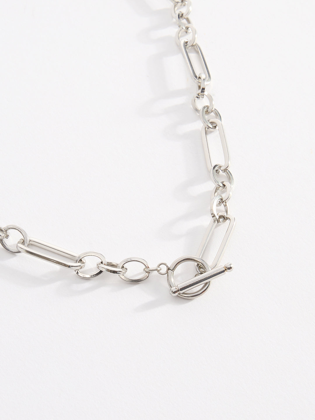Men Rectangular Link Chain With Toggle Clasp Closure