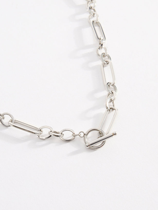 Men Rectangular Link Chain With Toggle Clasp Closure