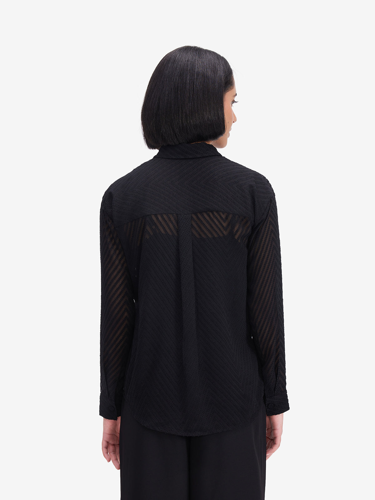 Women Black Sheer Shirt