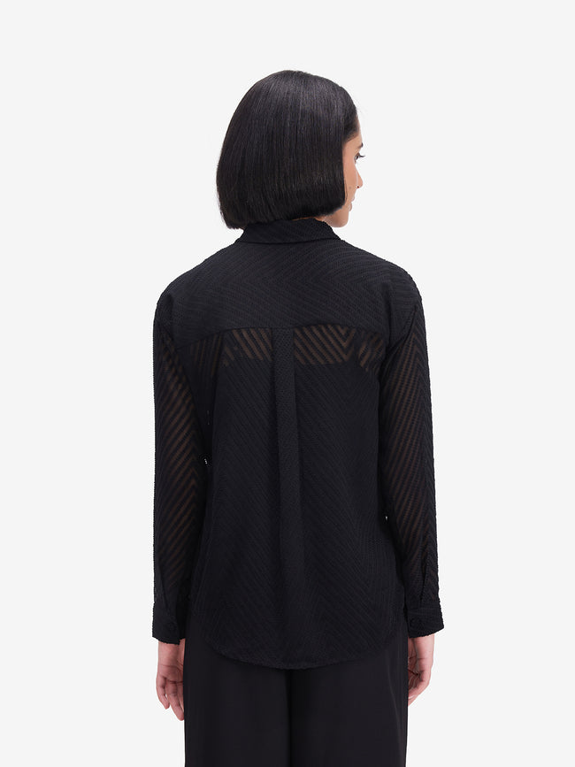 Women Black Sheer Shirt