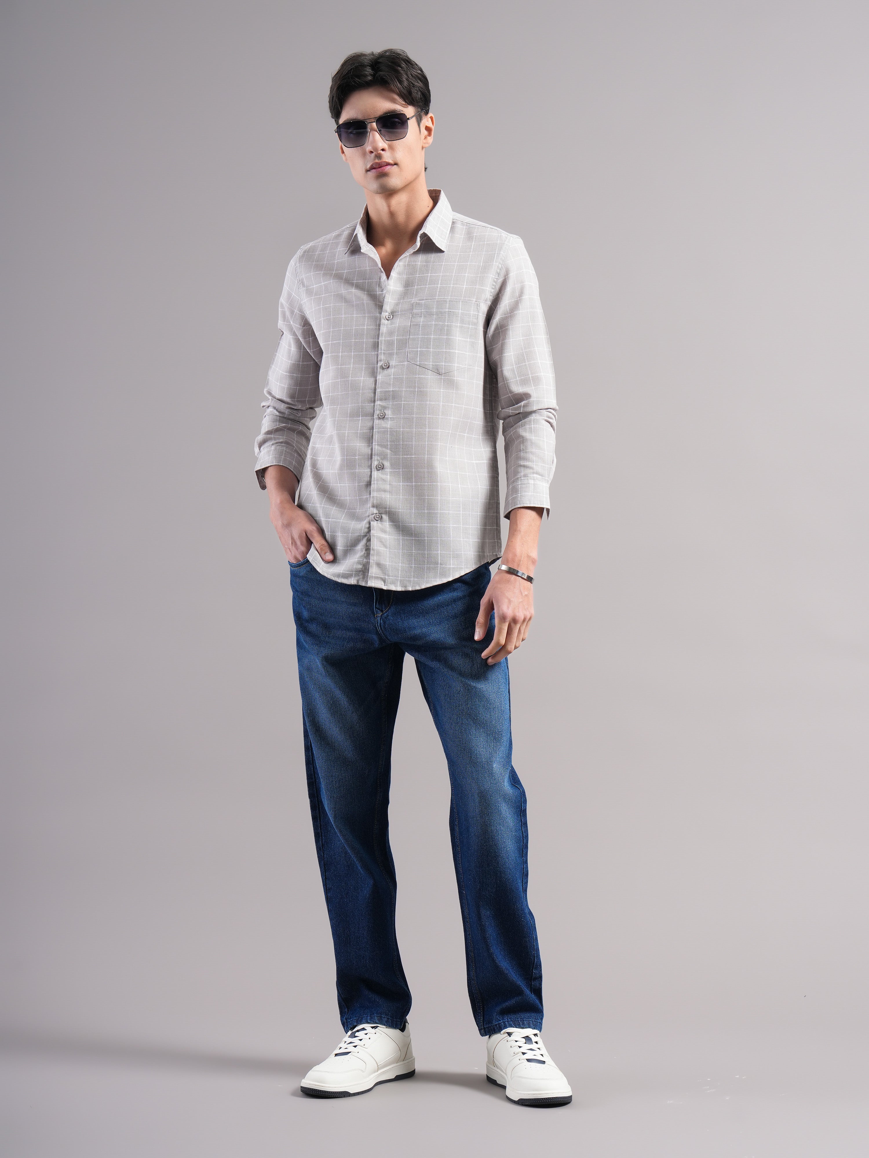 Men Polycotton Checked Shirts