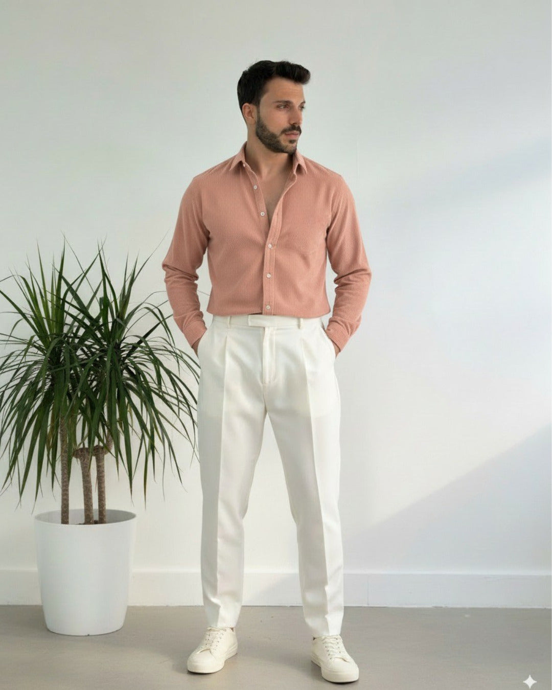 Men Pink Corduroy Shirt