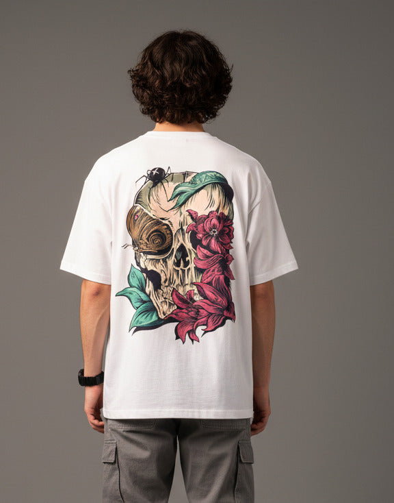 Men White Graphic Cotton Oversized T-Shirt