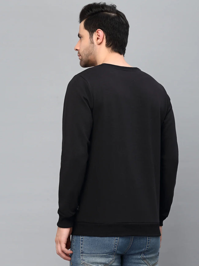 Men Printed Round Neck Fleece Sweatshirt