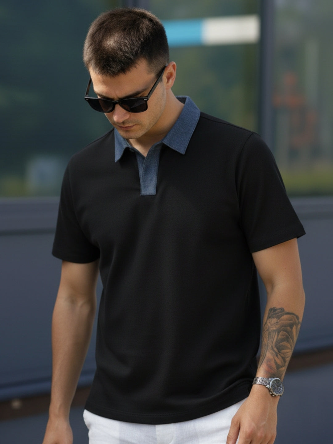Men Black Polo T-Shirt
