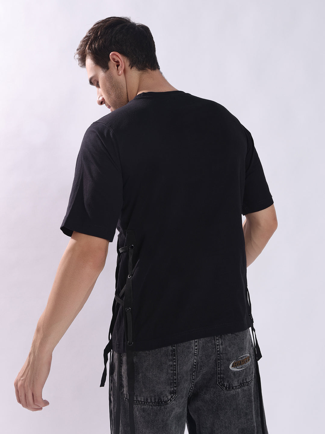 Men Black Cotton Oversized T-Shirt