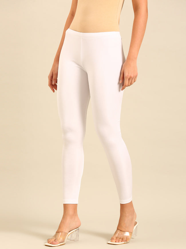 Women White Festive Leggings