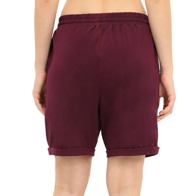Women Red Thigh Length Shorts