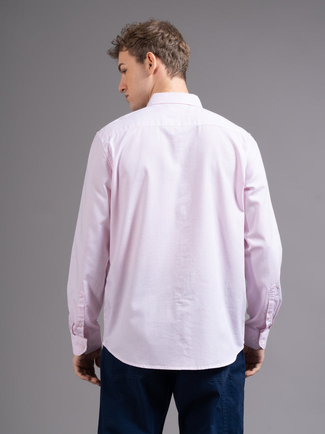 Men Pink Striped Shirt