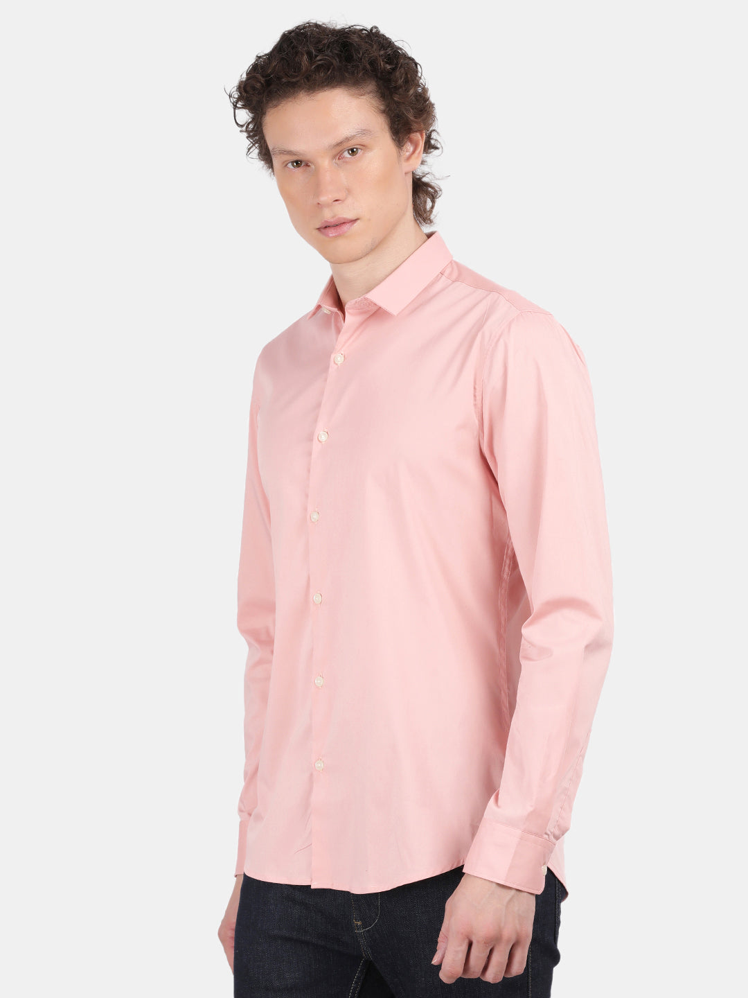 Men Coral Slim Fit Spread Collar Full Sleeve Casual Shirt
