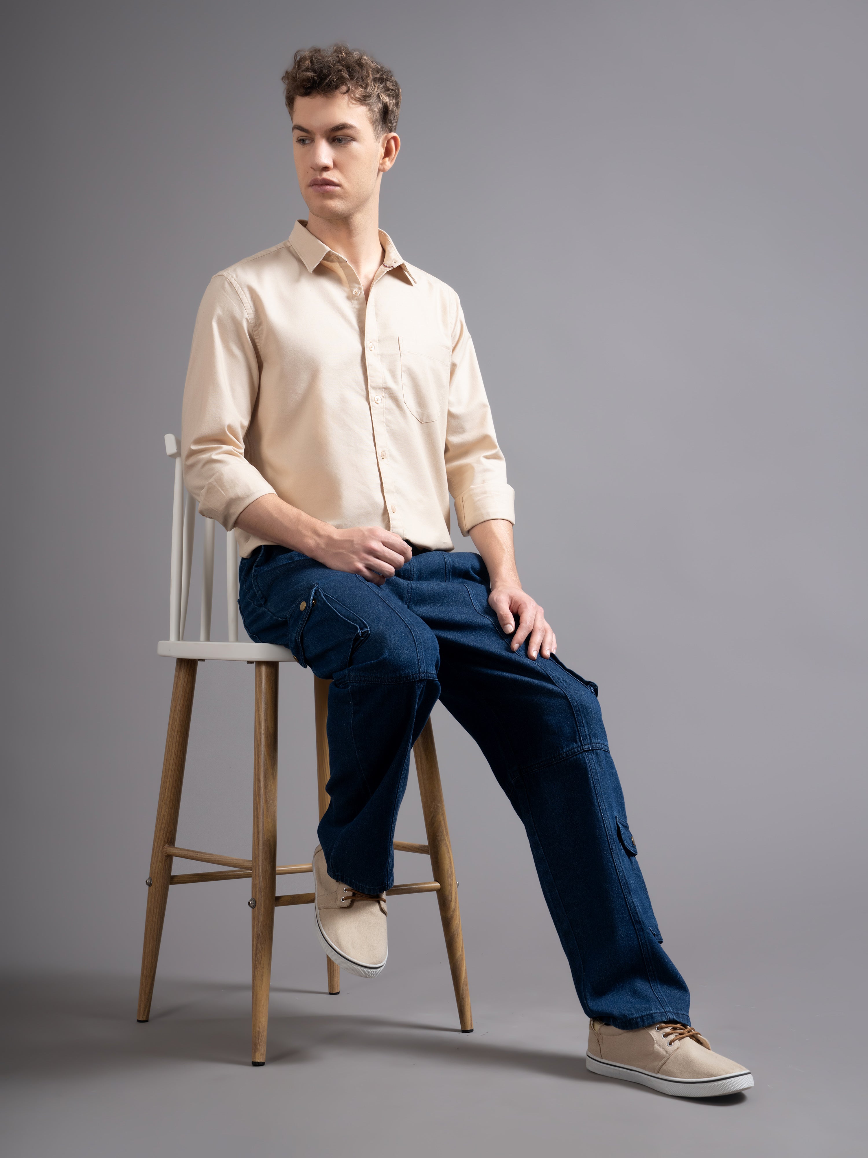 Men Beige Casual Shirt
