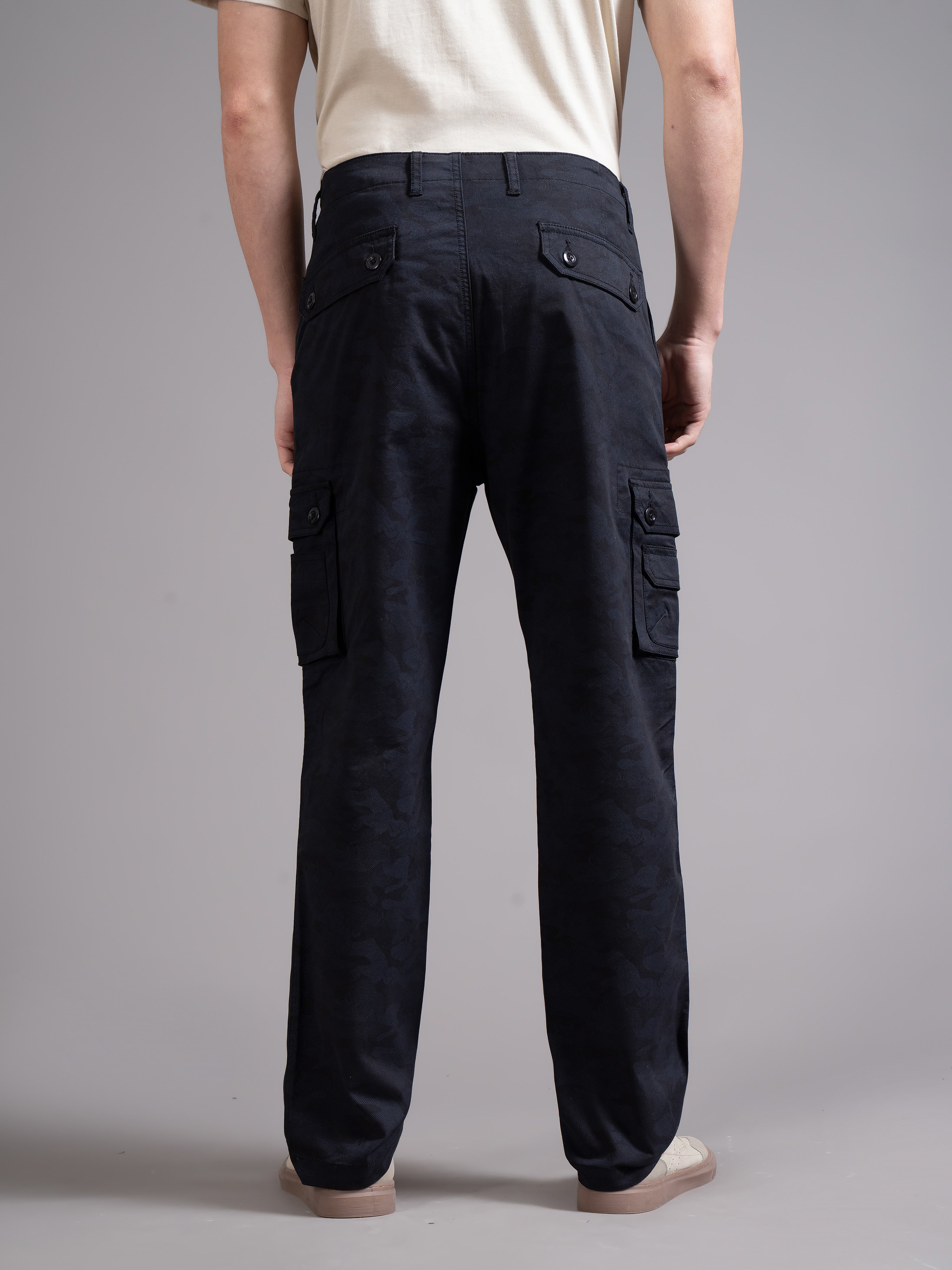 Men Blue Relaxed Fit Cargo Trouser