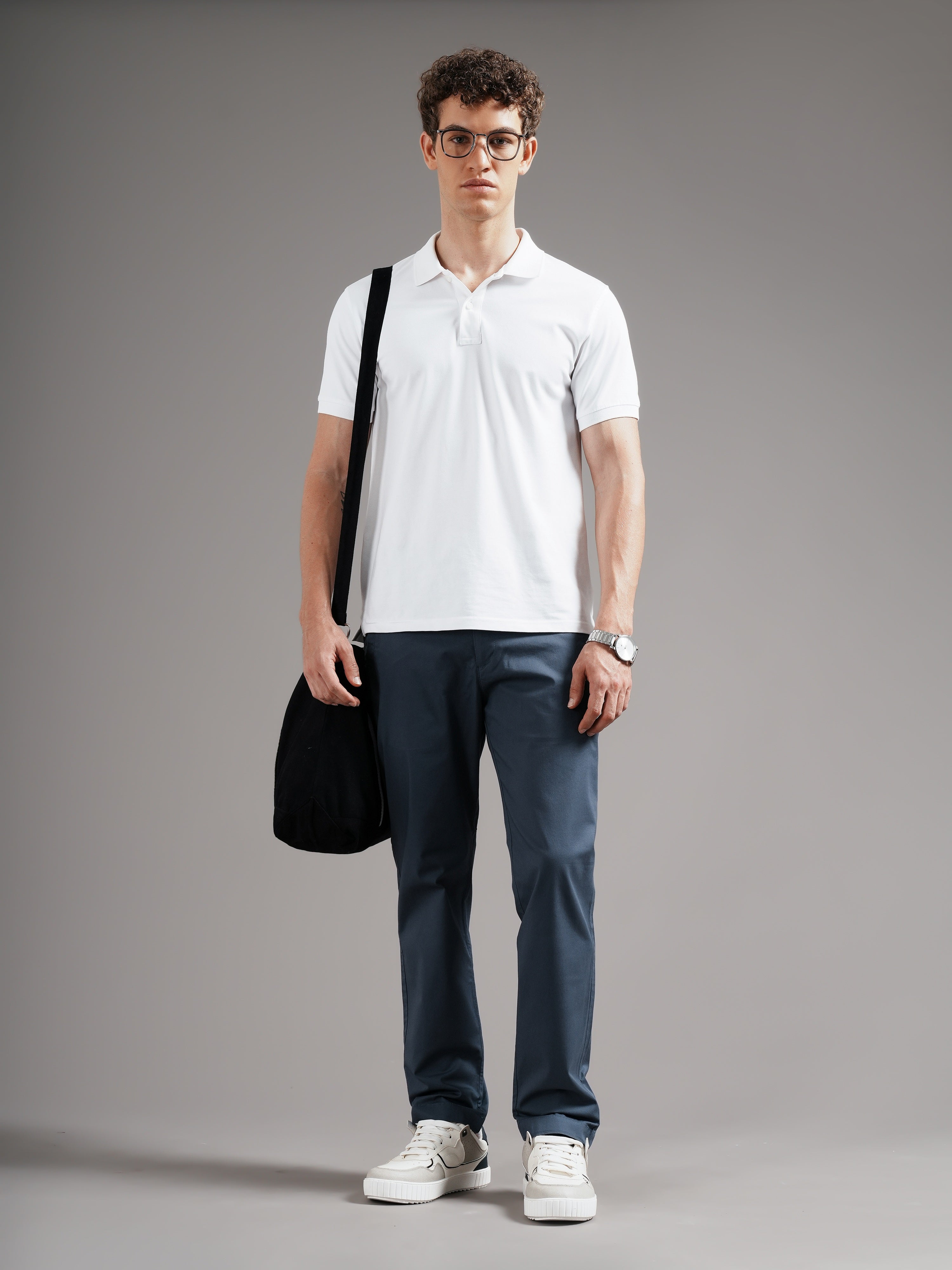 Men Blue Tailored Fit Trousers