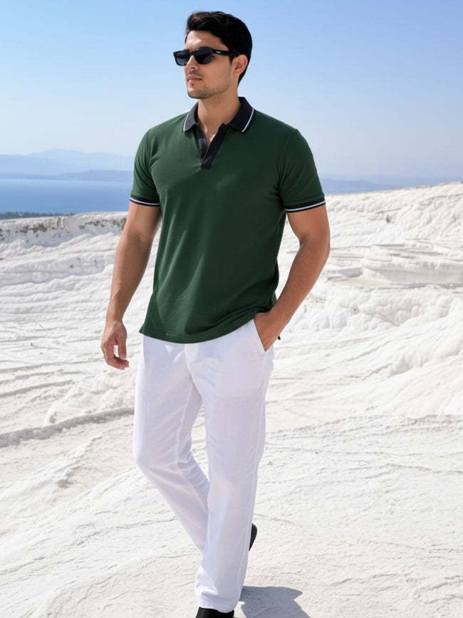 Men Cotton Polo Collar T-Shirt