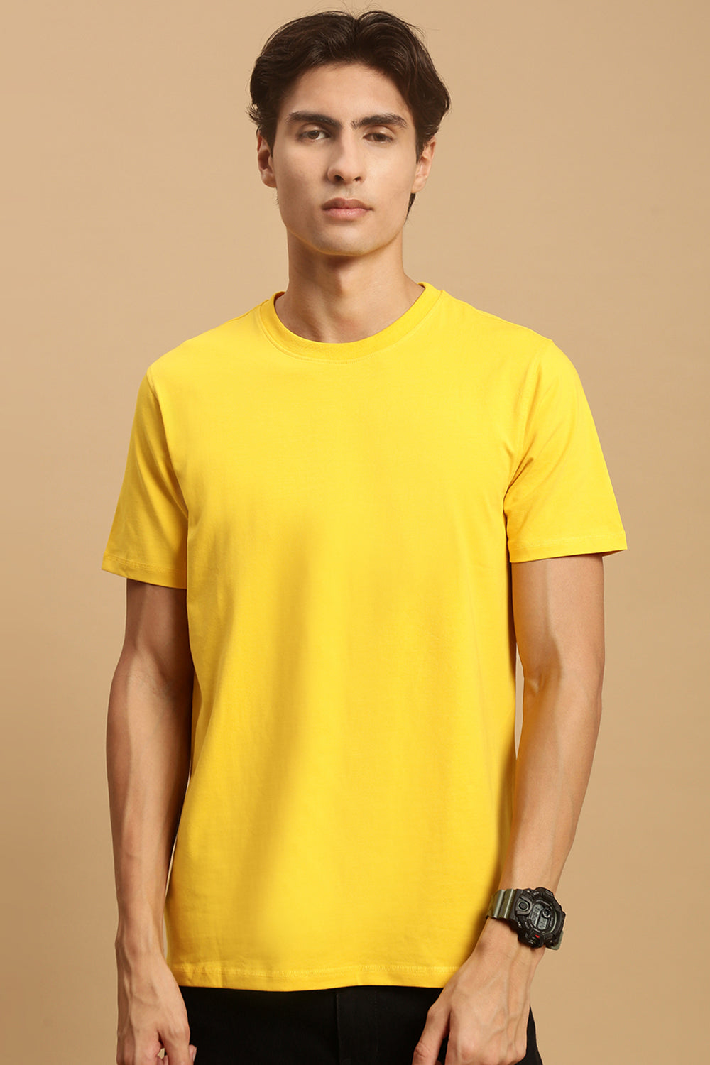 Men Mustard Half Sleeve T-Shirt