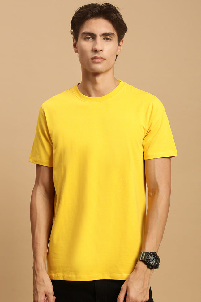 Men Mustard Half Sleeve T-Shirt