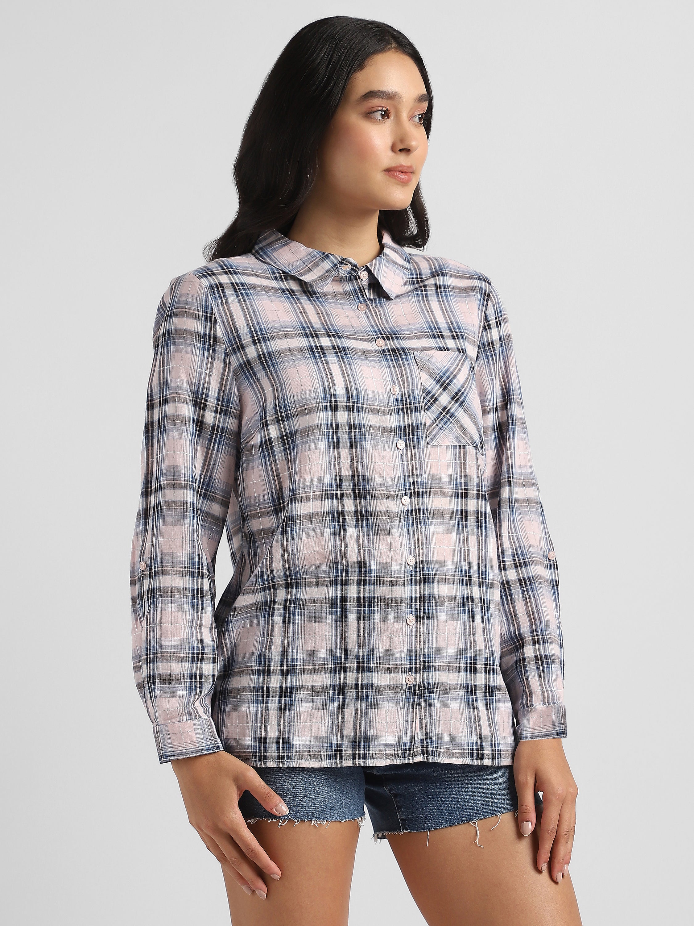 Women Check shirt with pocket