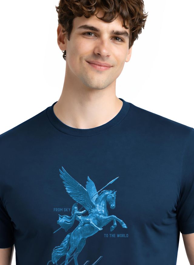 Men Teal Graphic Printed T-Shirt