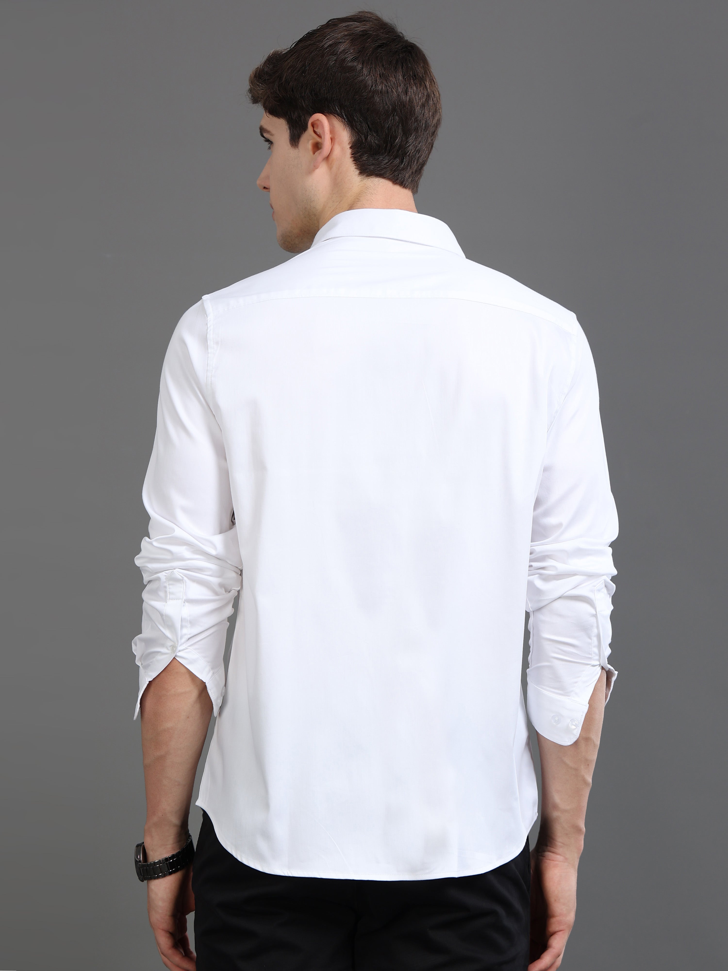 Men White Satin Shirt