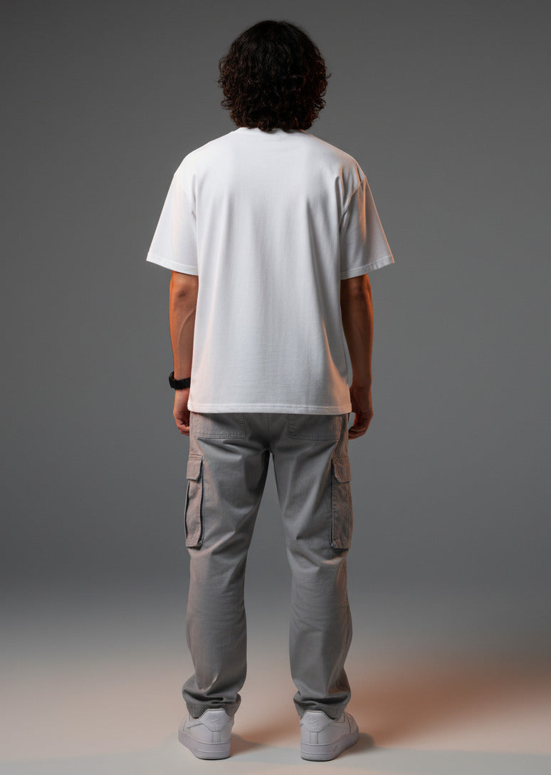 Men White Graphic Cotton Oversized T-Shirt