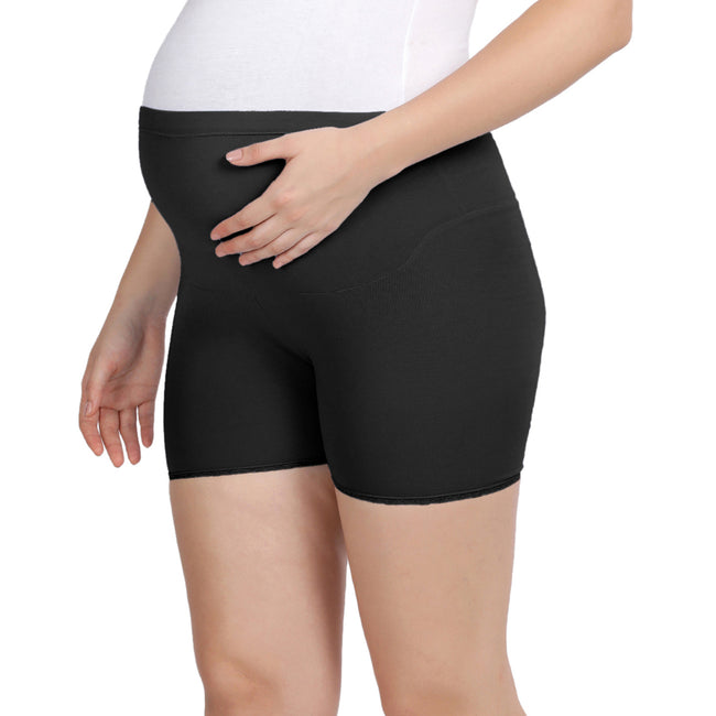 Women Black Maternity Lace Shorts